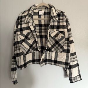 Ci Sono Black and White Plaid Utility Jacket